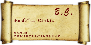 Beráts Cintia névjegykártya